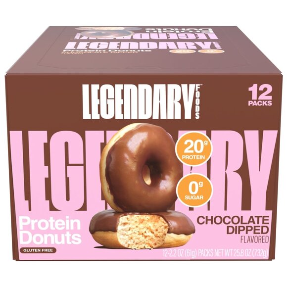 LEGENDARY FOODS PROTEIN DONUTS CHOCOLATE DIPPED 12 PACK 06/23/2026 - Picture 1 of 1